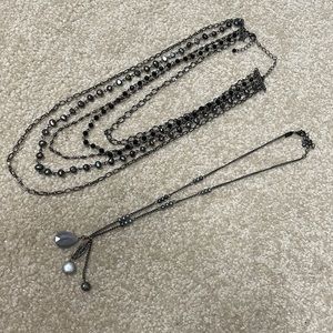 Two J Jill silver/ black necklaces.